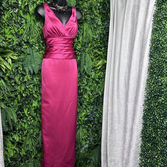 DAVIDS BRIDAL Dress Women 4 Pink‎ Satin Pleated Layered Gown Formal Wedding 2419 - Picture 5 of 12